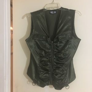 Street Code Green Satin Vest Size XL